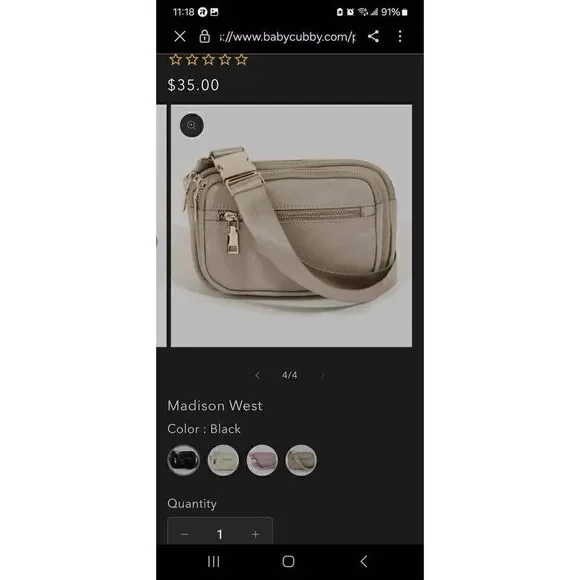 Madison West by Baby Cubby taupe tripple pocket waist bag/ fanny pack with goldt - Picture 2 of 7